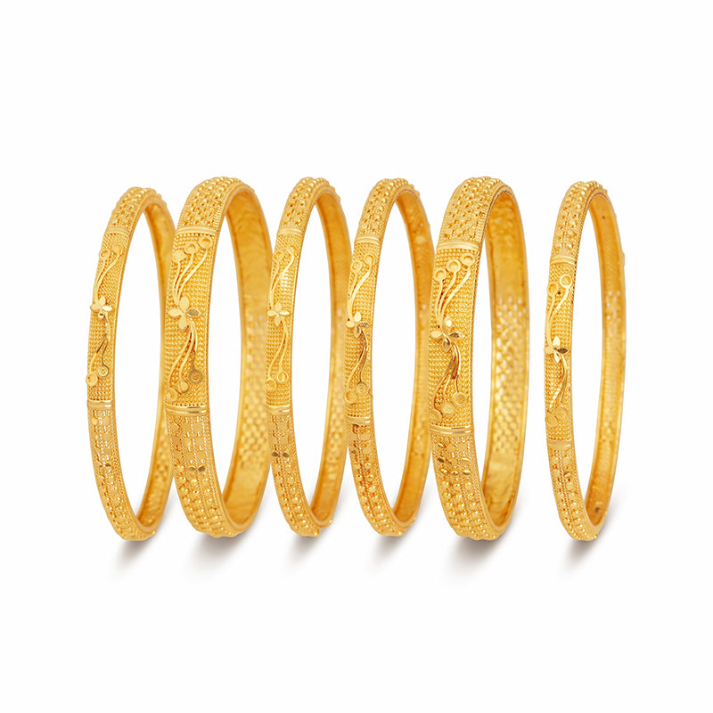 Traditional Micro Gold Plated 6-Piece Bangle Set (Bilwar Patli Set)