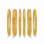 Traditional Micro Gold Plated 6-Piece Bangle Set (Bilwar Patli Set)