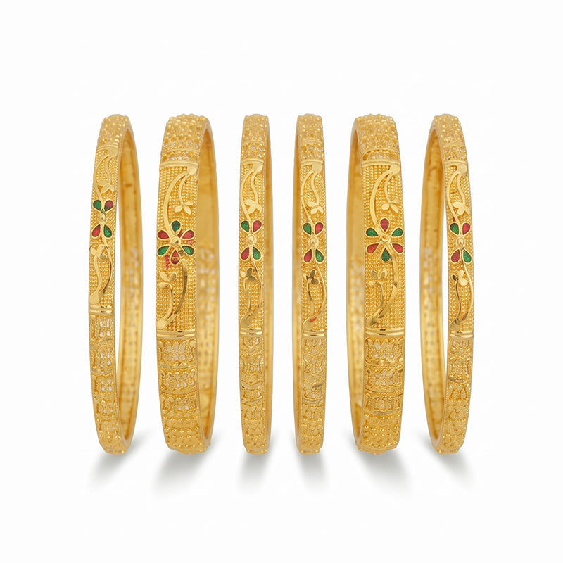 Traditional Micro Gold Plated 6-Piece Bangle Set (Bilwar Patli Set)