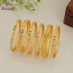 Traditional Micro Gold Plated 6-Piece Bangle Set (Bilwar Patli Set)