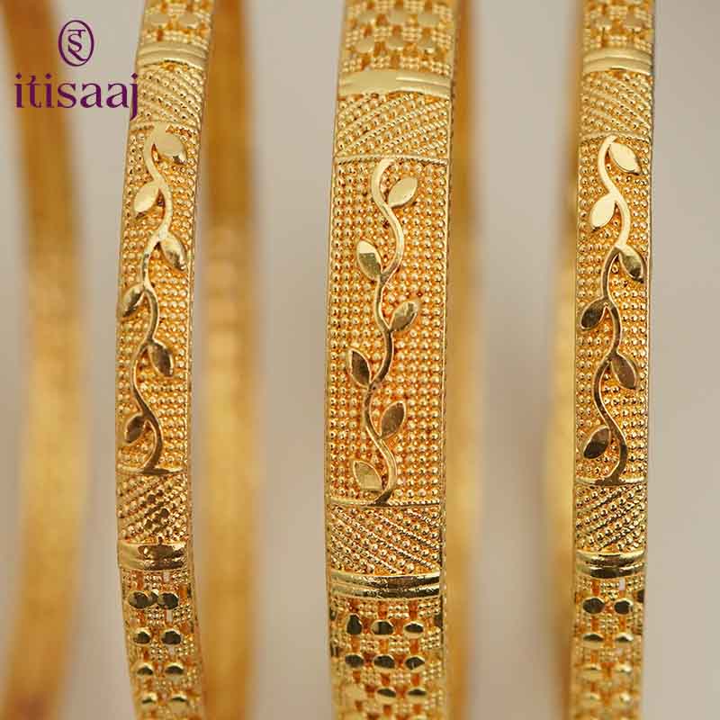 Traditional Micro Gold Plated 6-Piece Bangle Set (Bilwar Patli Set)