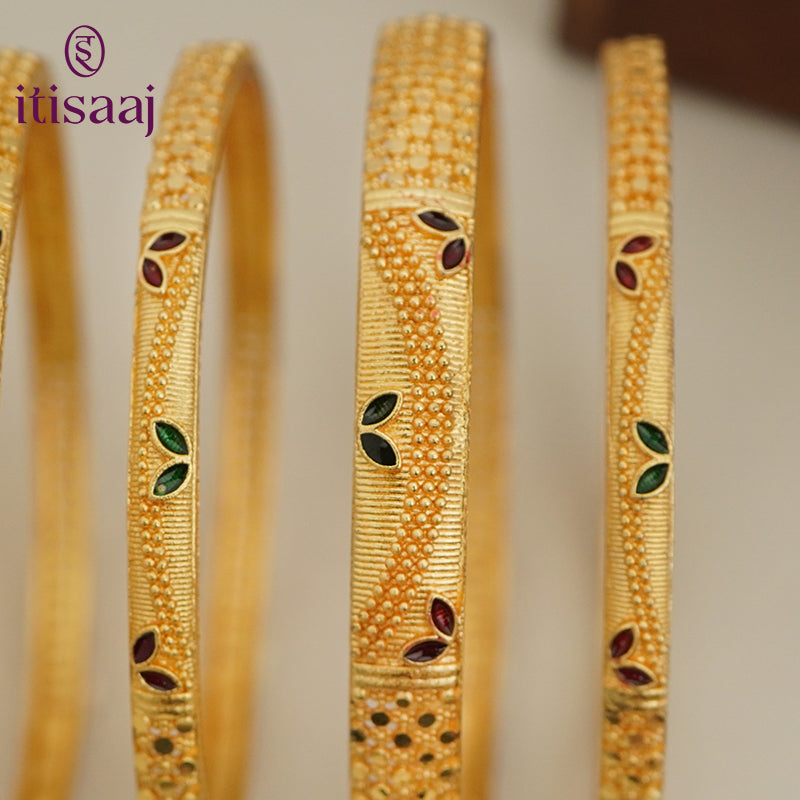 Traditional Micro Gold Plated 6-Piece Bangle Set (Bilwar Patli Set)