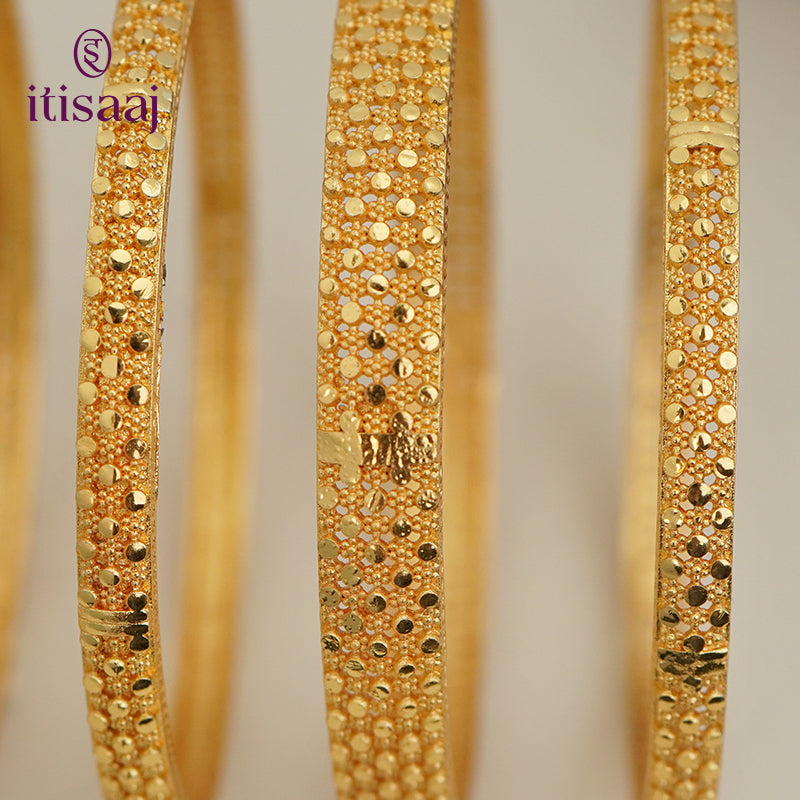 Traditional Micro Gold Plated 6-Piece Bangle Set (Bilwar Patli Set)