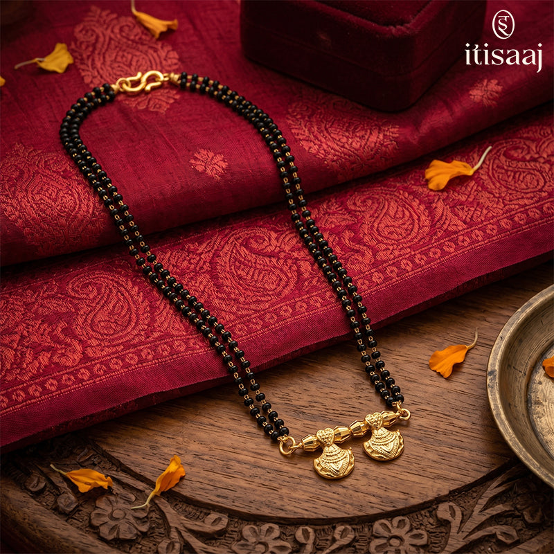 Traditional Micro Gold Plated Double Strand Wati Short Mangalsutra - 4095