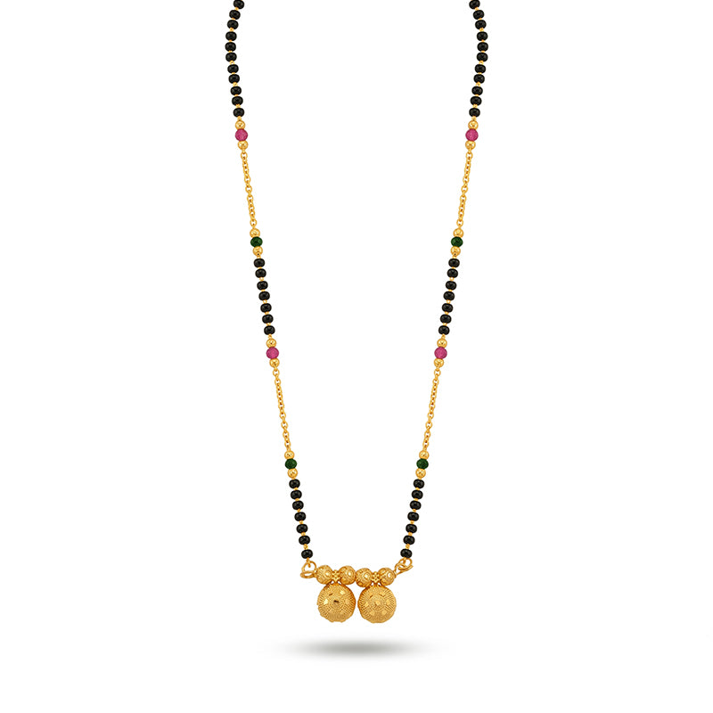 Traditional Micro Gold Plated Double Wati Short Mangalsutra - 4954