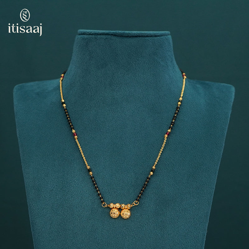 Traditional Micro Gold Plated Double Wati Short Mangalsutra - 4954