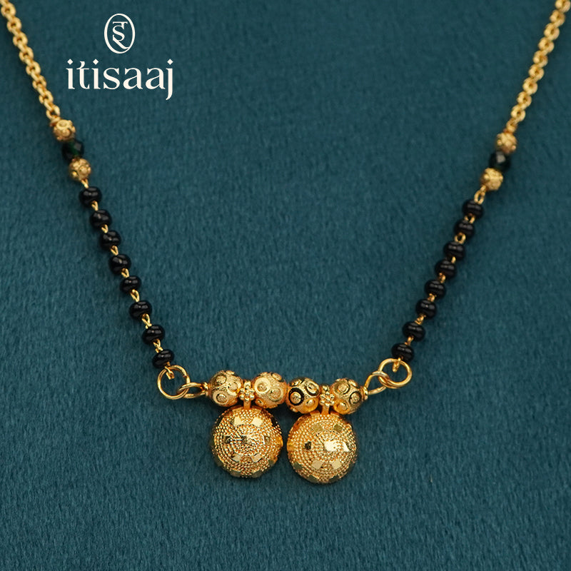 Traditional Micro Gold Plated Double Wati Short Mangalsutra - 4954