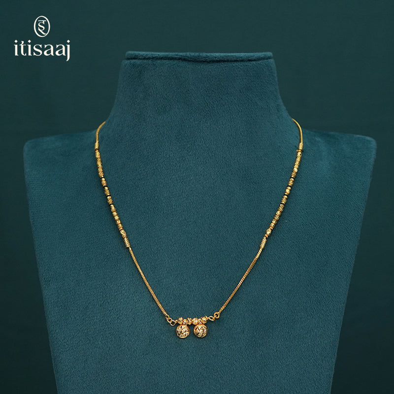 Traditional Micro Gold Plated Dual Vati Short Mangalsutra - 3787