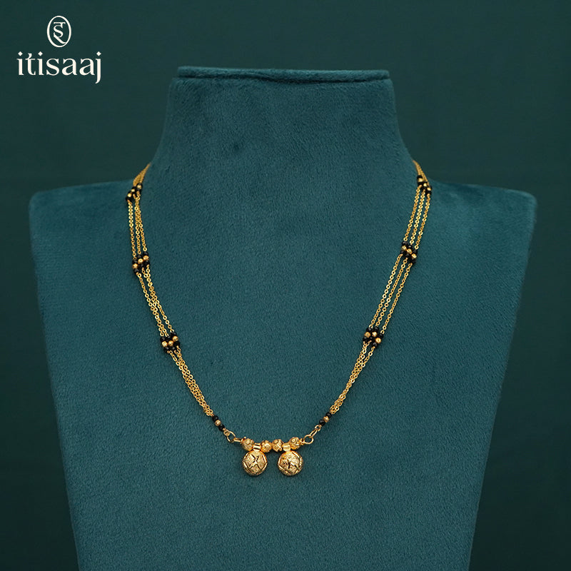 Traditional Micro Gold Plated Dual Vati Short Mangalsutra - 4096
