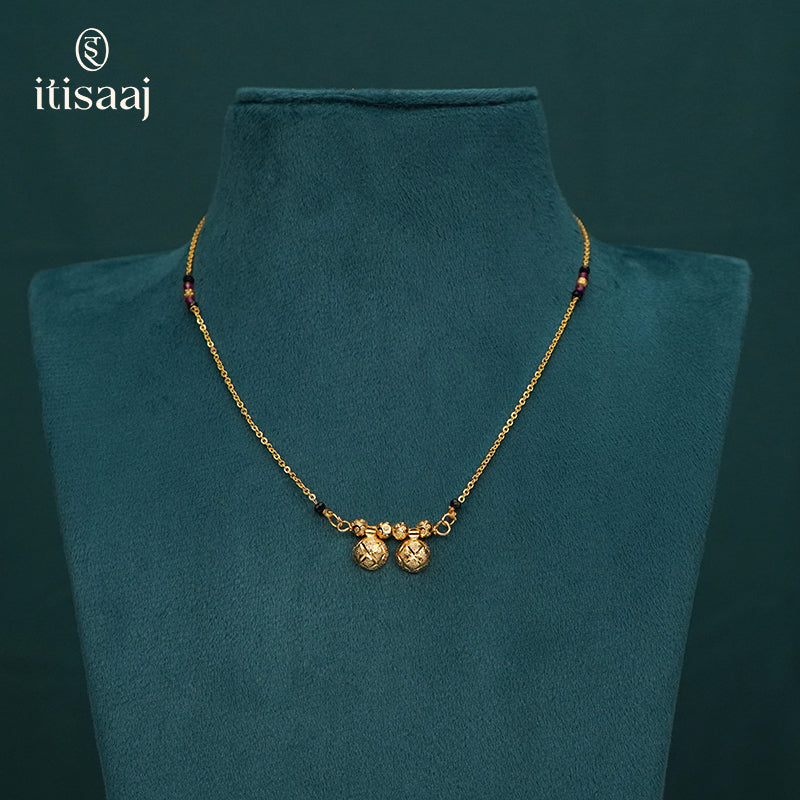 Traditional Micro Gold Plated Dual Vati Short Mangalsutra - 4090