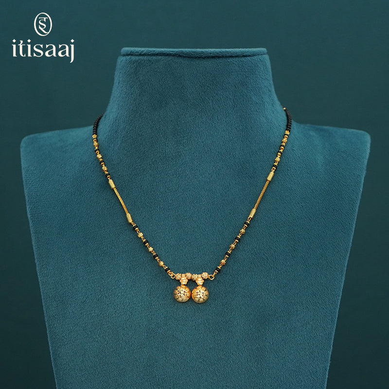 Traditional Micro Gold Plated Dual Vati Short Mangalsutra - 5213