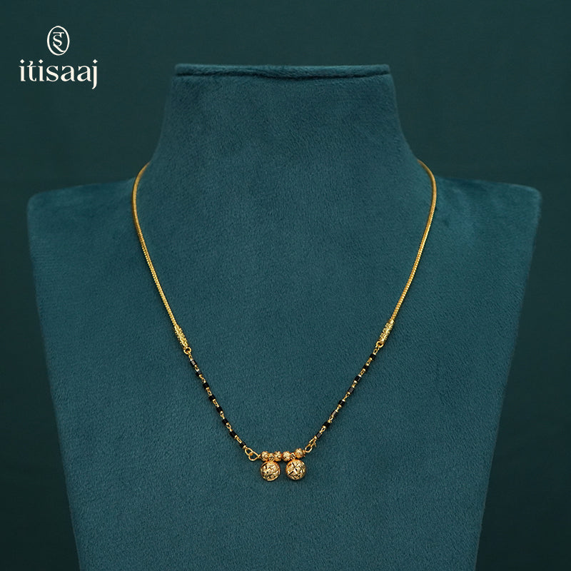 Traditional Micro Gold Plated Dual Vati Short Mangalsutra - 4058