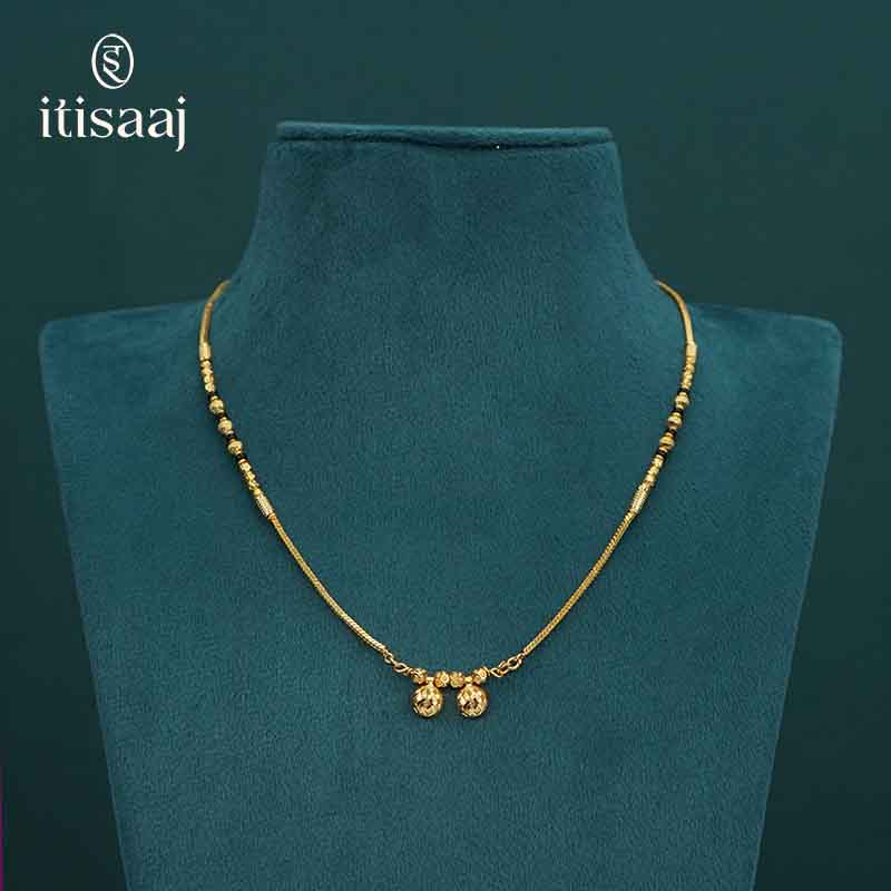 Traditional Micro Gold Plated Dual Vati Short Mangalsutra - 5130