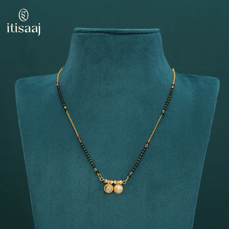 Traditional Micro Gold Plated Dual Vati Short Mangalsutra - 4466