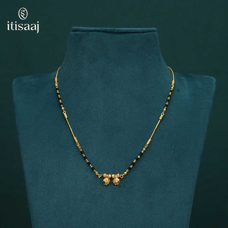 Traditional Micro Gold Plated Dual Vati Short Mangalsutra - 4055