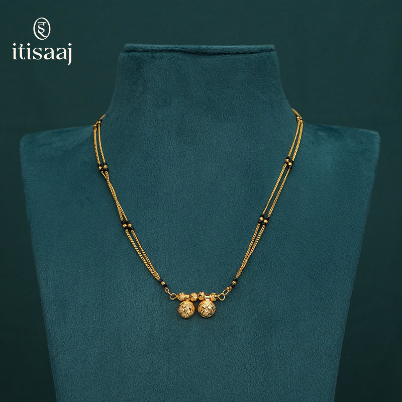 Traditional Micro Gold Plated Dual Vati Short Mangalsutra - 4084
