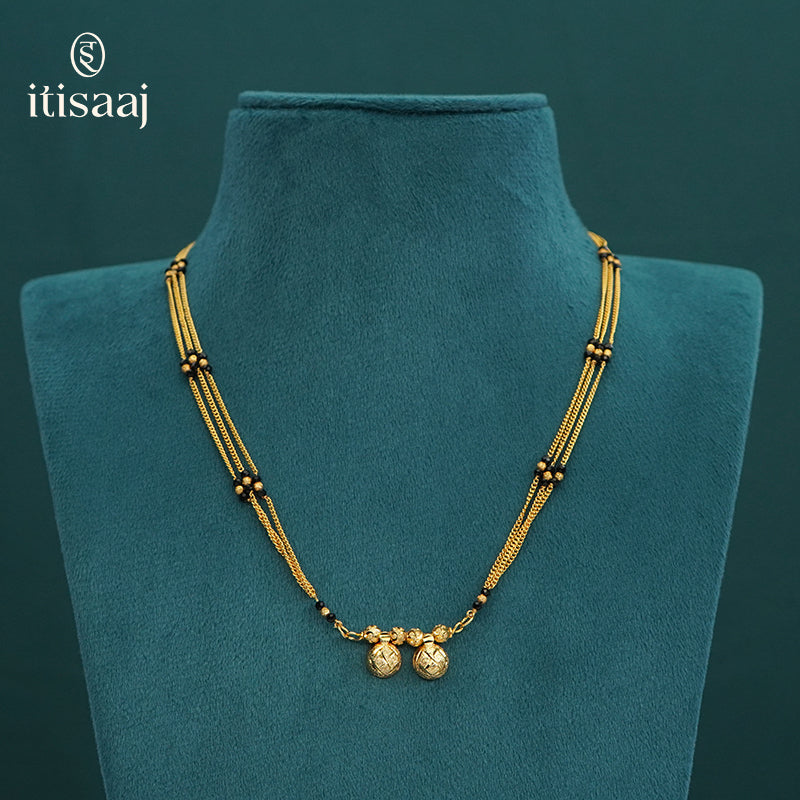 Traditional Micro Gold Plated Dual Vati Short Mangalsutra - 4097