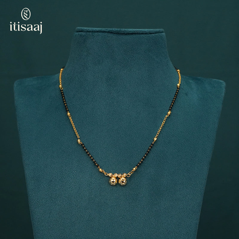 Traditional Micro Gold Plated Dual Vati Short Mangalsutra - 4250