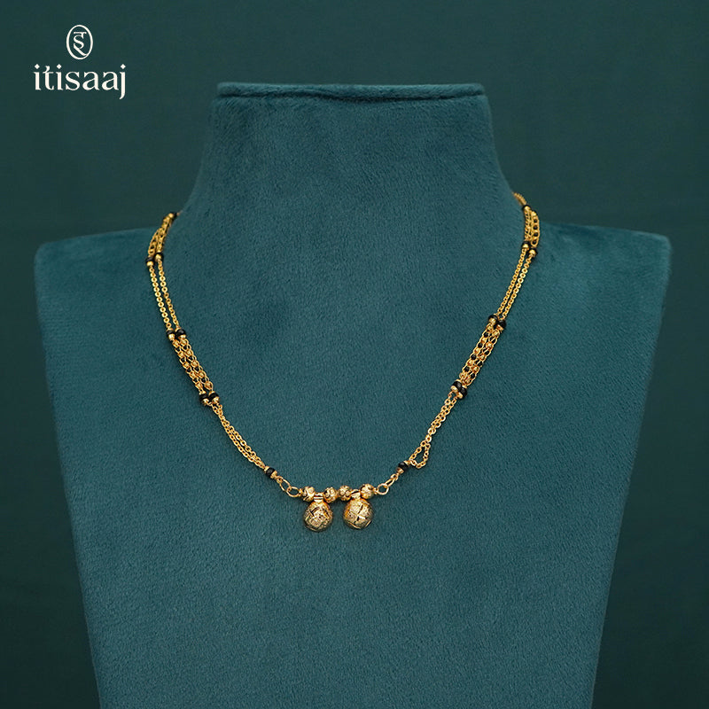 Traditional Micro Gold Plated Dual Vati Short Mangalsutra - 4098