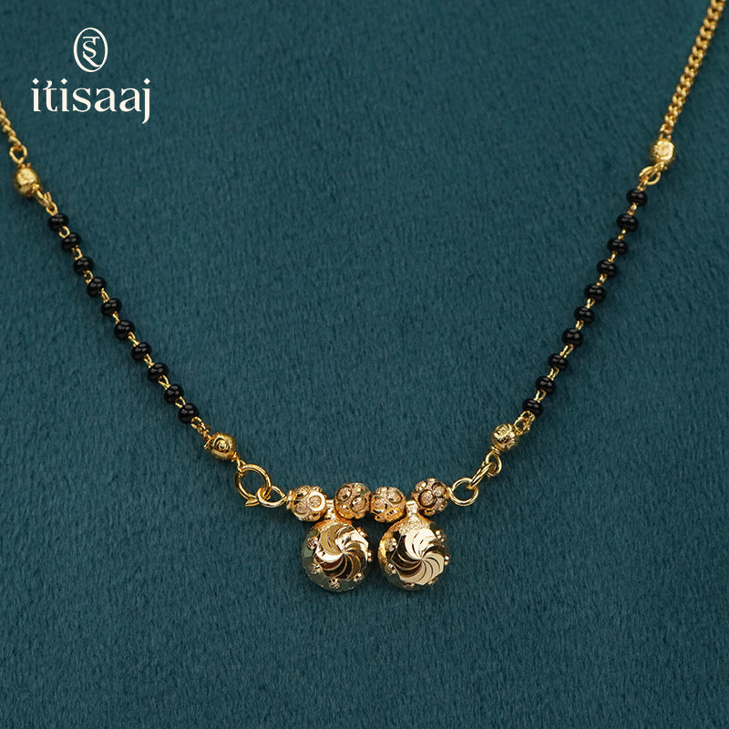 Traditional Micro Gold Plated Dual Vati Short Mangalsutra - 4115
