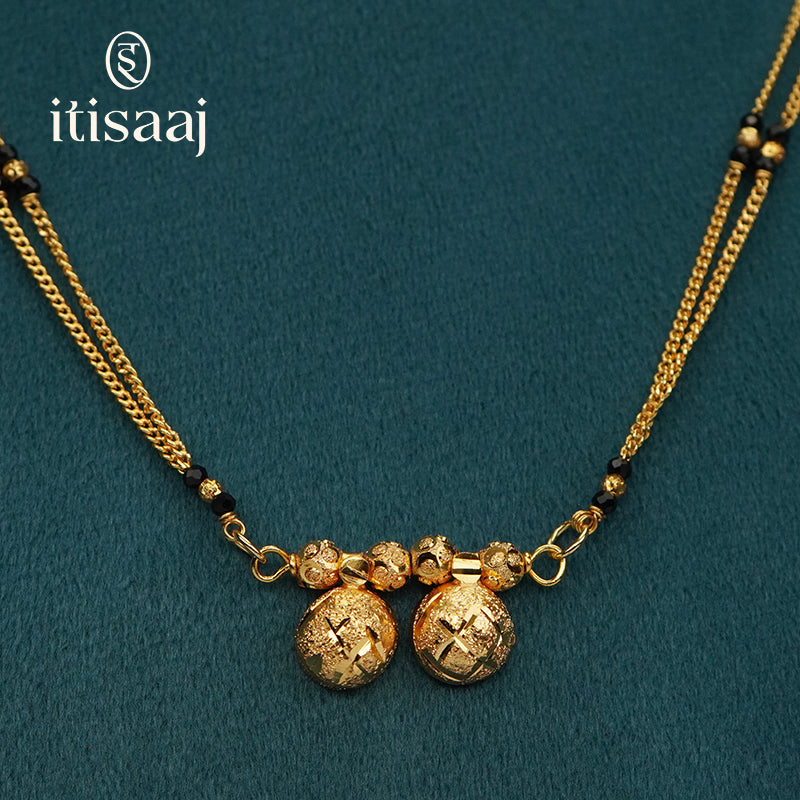 Traditional Micro Gold Plated Dual Vati Short Mangalsutra - 4084