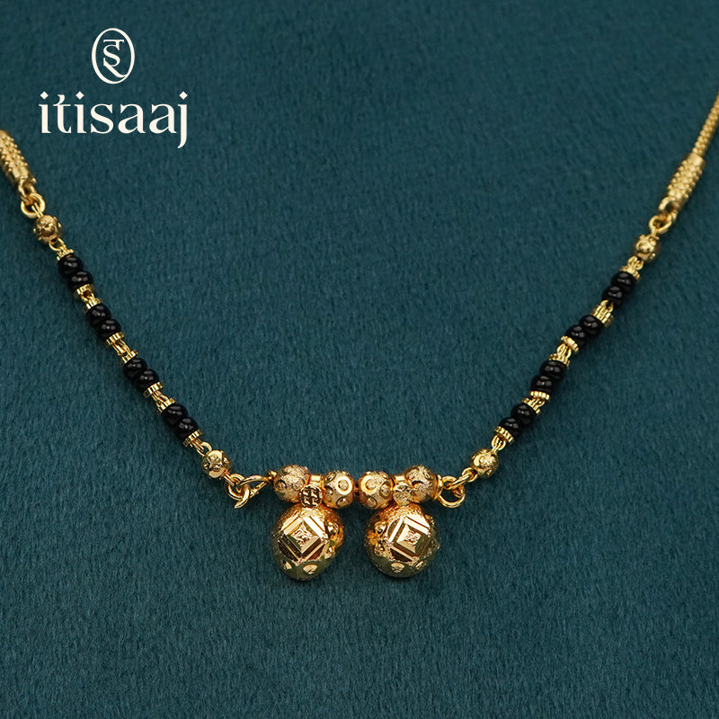 Traditional Micro Gold Plated Dual Vati Short Mangalsutra - 4055