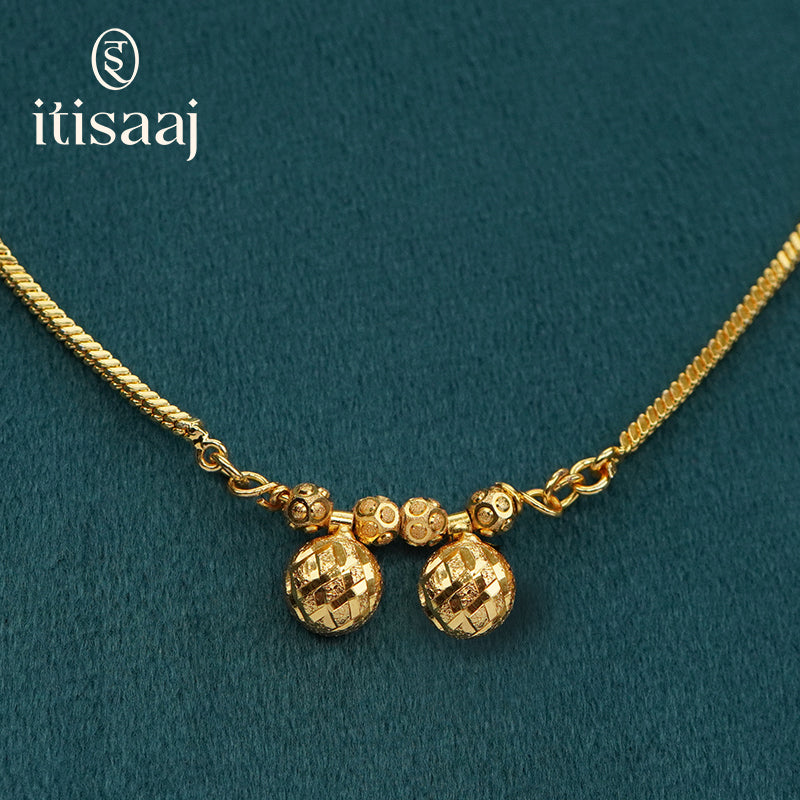 Traditional Micro Gold Plated Dual Vati Short Mangalsutra - 5130
