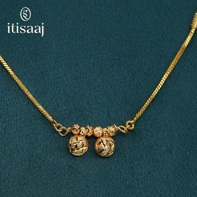 Traditional Micro Gold Plated Dual Vati Short Mangalsutra - 3787