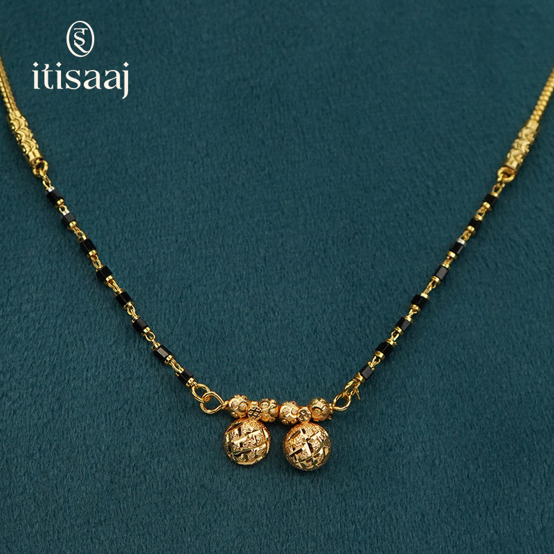 Traditional Micro Gold Plated Dual Vati Short Mangalsutra - 4058