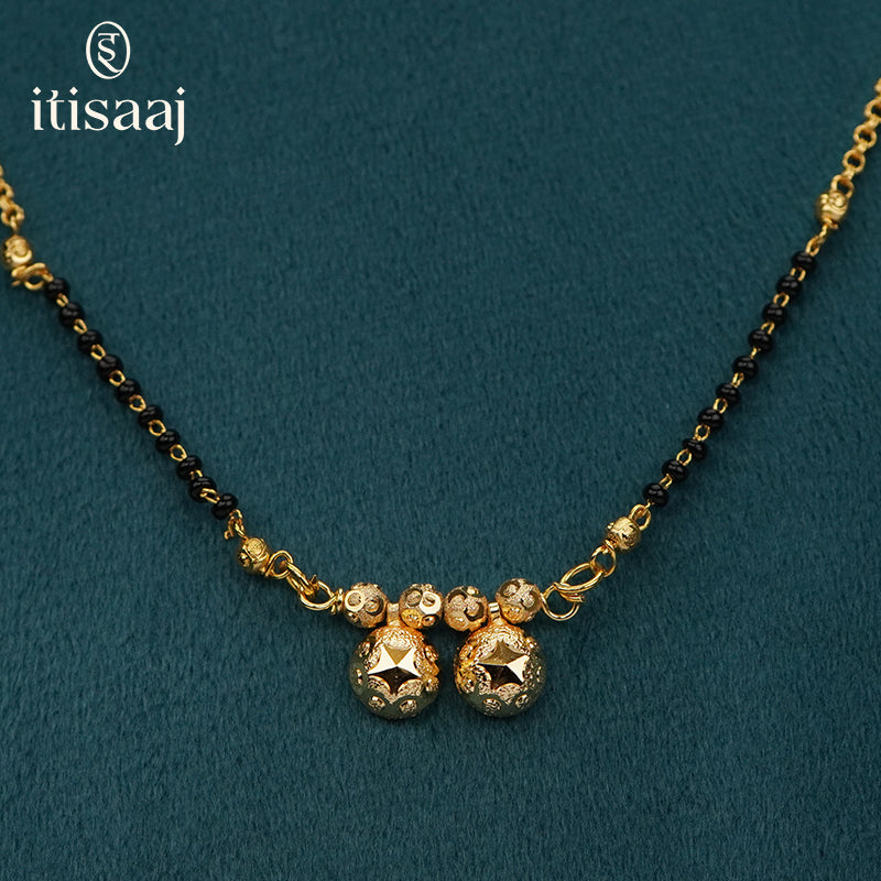 Traditional Micro Gold Plated Dual Vati Short Mangalsutra - 4250
