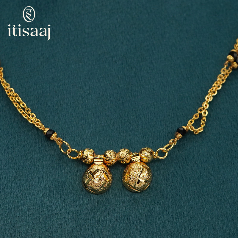 Traditional Micro Gold Plated Dual Vati Short Mangalsutra - 4098