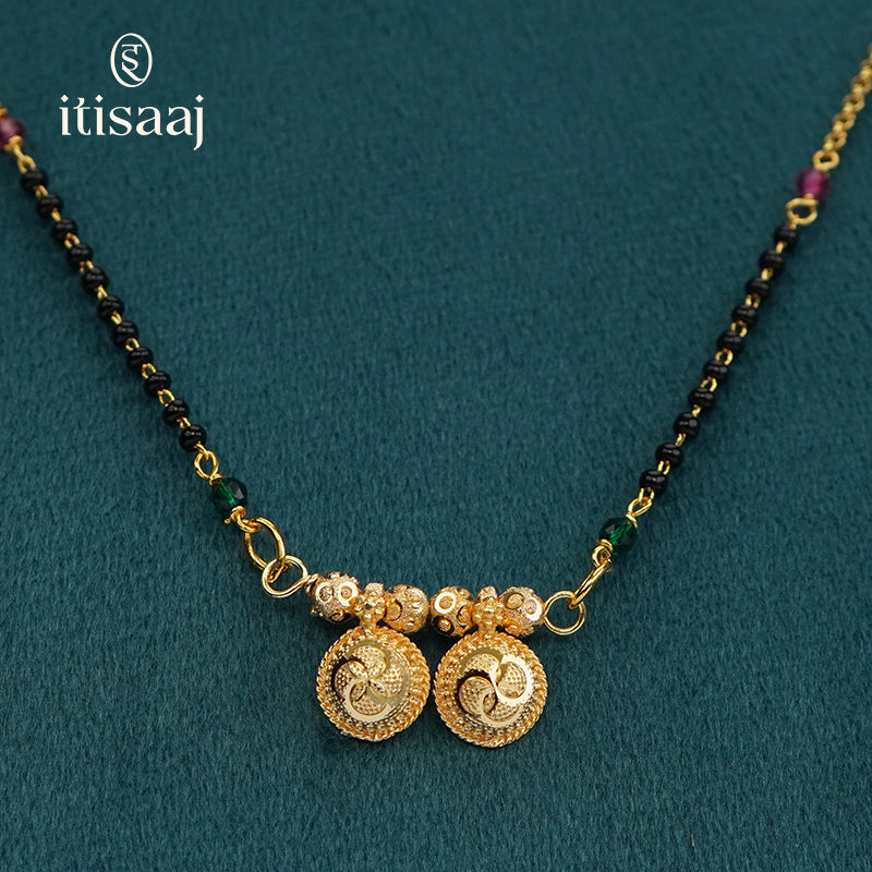 Traditional Micro Gold Plated Dual Vati Short Mangalsutra - 4466