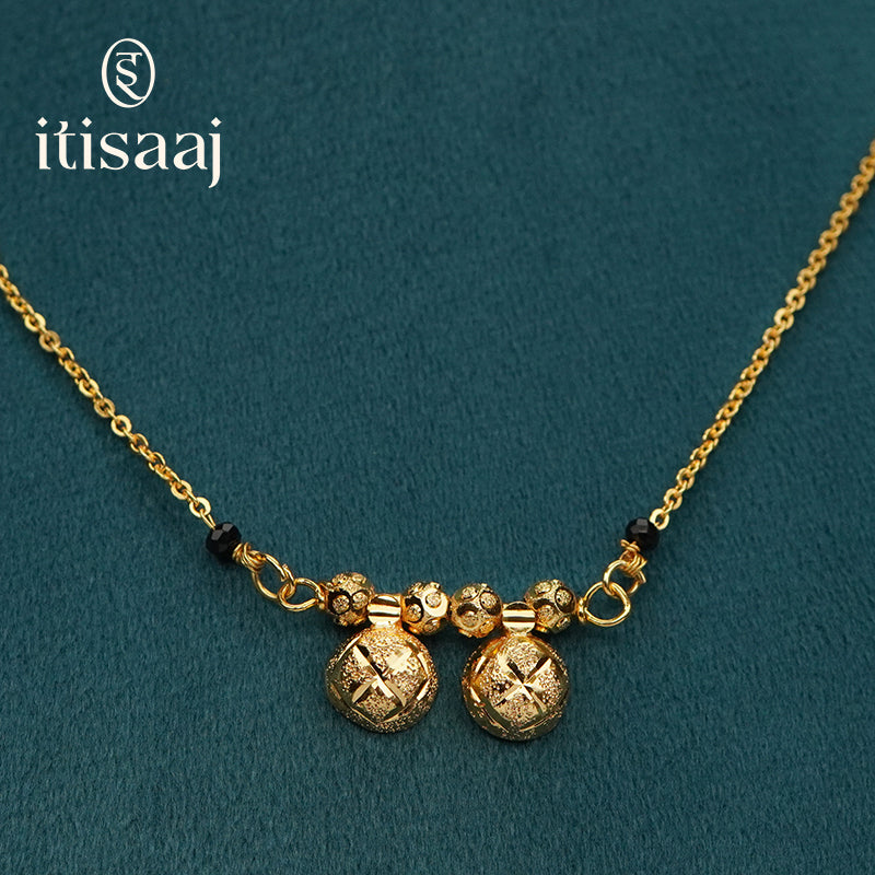 Traditional Micro Gold Plated Dual Vati Short Mangalsutra - 4090