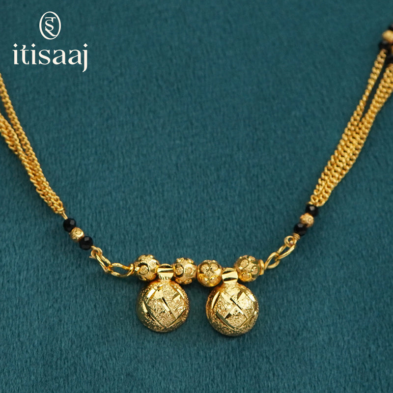 Traditional Micro Gold Plated Dual Vati Short Mangalsutra - 4097