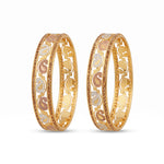 Traditional Micro Gold Plated Floral Jaali Bangles with CZ Border | Tri-Tone Designer Kada Set for Women (Set of 2) - 5890-92