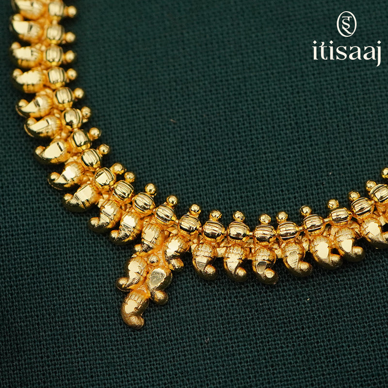 Traditional Micro Gold Plated Koyari Motif Necklace and Earring Set - 5413