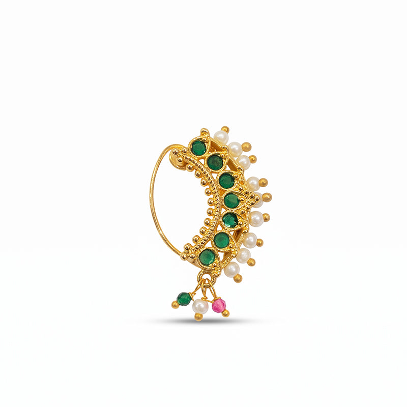 Traditional Micro Gold Plated Maharashtrian Nath Pressing - 5715-19 