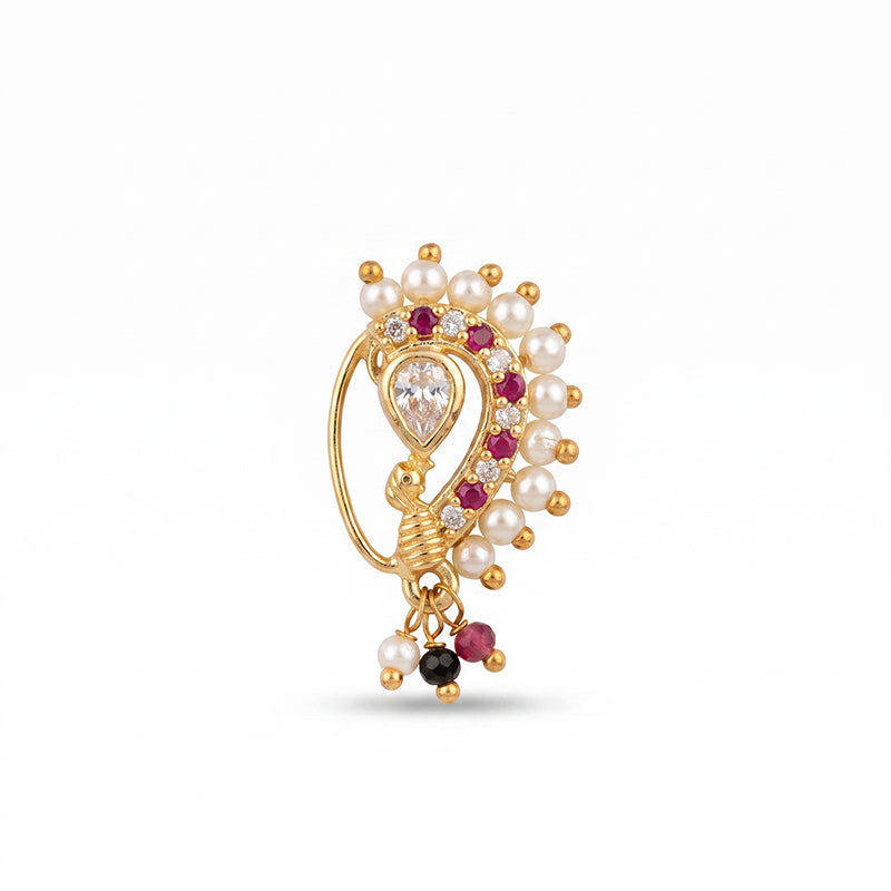 Traditional Micro Gold Plated Maharashtrian Nath Pressing 