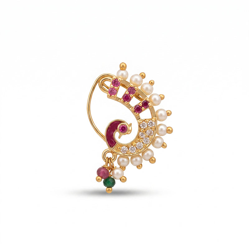 Traditional Micro Gold Plated Maharashtrian Nath Pressing - 5716
