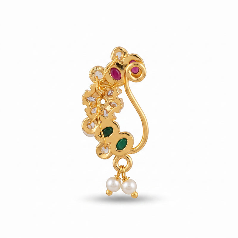 Traditional Micro Gold Plated Maharashtrian Nath Pressing - 5704