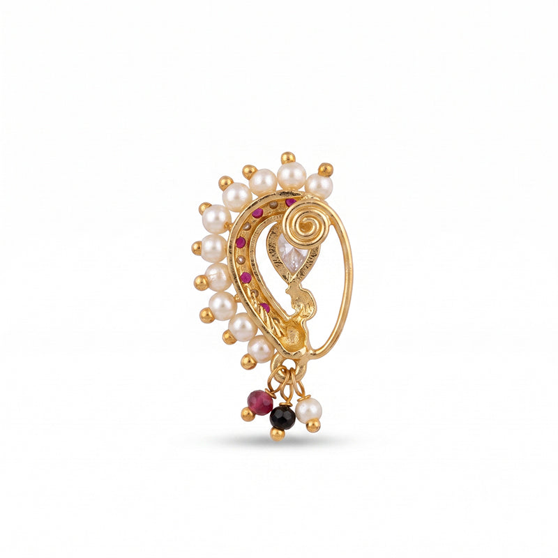 Traditional Micro Gold Plated Maharashtrian Nath Pressing 