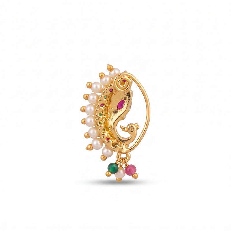 Traditional Micro Gold Plated Maharashtrian Nath Pressing - 5553
