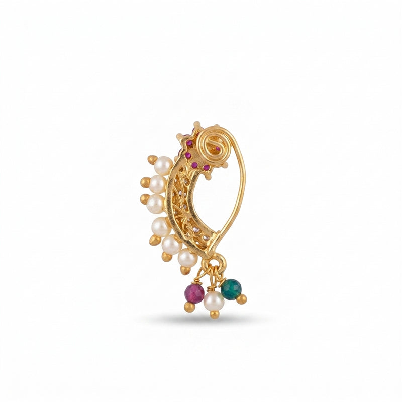 Traditional Micro Gold Plated Maharashtrian Nath Pressing - 5595