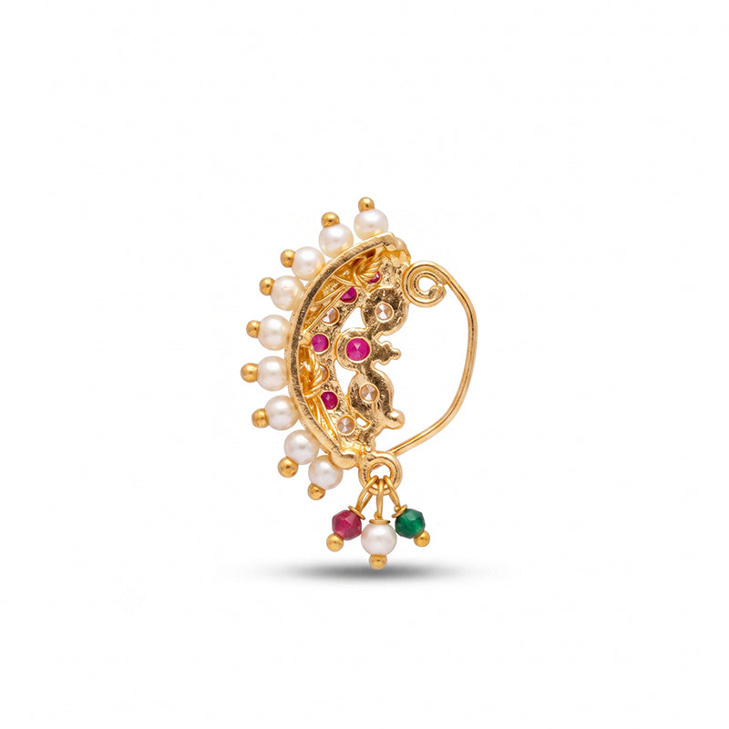 Traditional Micro Gold Plated Maharashtrian Nath Pressing - 5392
