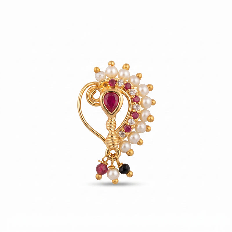 Traditional Micro Gold Plated Maharashtrian Nath Pressing 