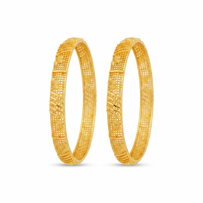 Traditional Micro Gold Plated Textured Designer Bangles | Ethnic Bangles - 5765-67