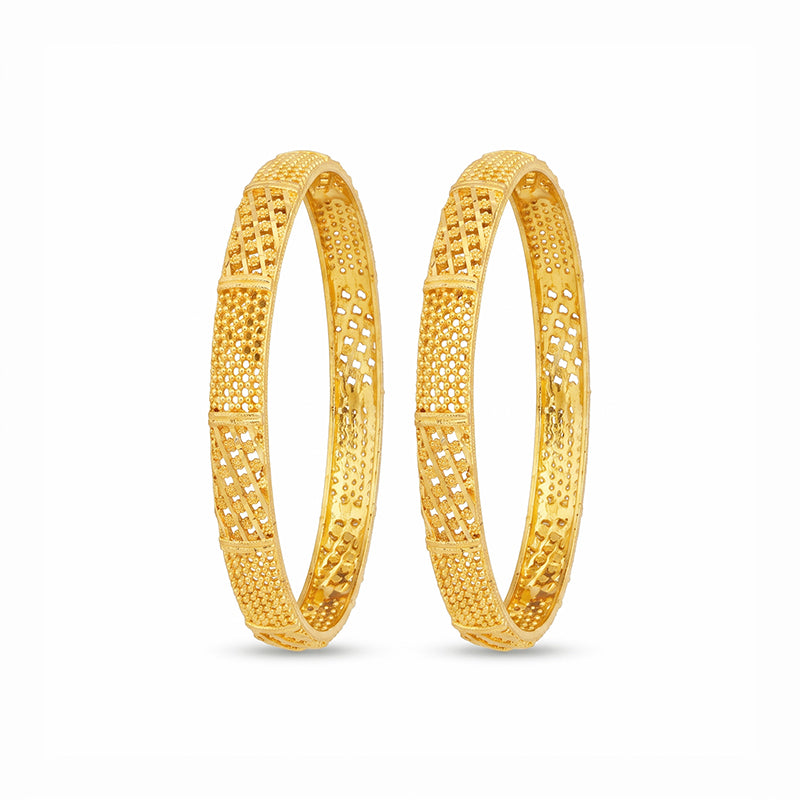 Traditional Micro Gold Plated Textured Designer Bangles | Ethnic Bangles - 5768-70