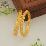 Traditional Micro Gold Plated Textured Designer Bangles | Ethnic Bangles - 5768-70