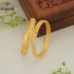 Traditional Micro Gold Plated Textured Designer Bangles | Ethnic Bangles - 5771-73