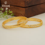 Traditional Micro Gold Plated Textured Designer Bangles | Ethnic Bangles - 5771-73